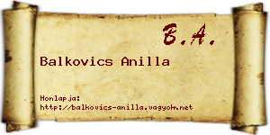 Balkovics Anilla névjegykártya